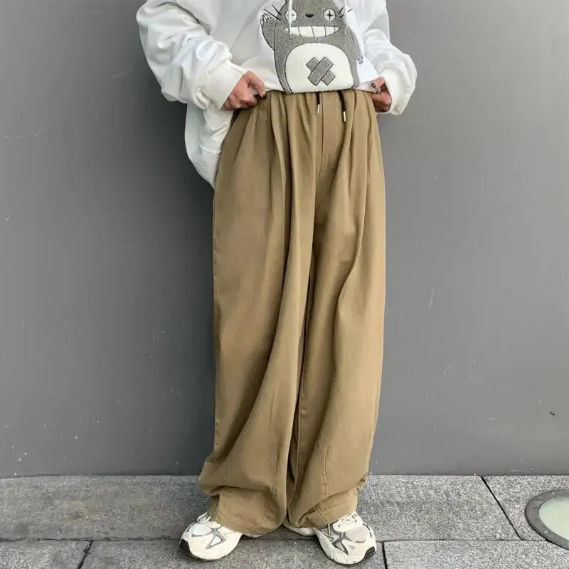 Wiaofellas  -  New High Street Casual Pants Retro Loose Pants Fashion Wide-leg Overalls Men's Casual Trousers Punk Pants