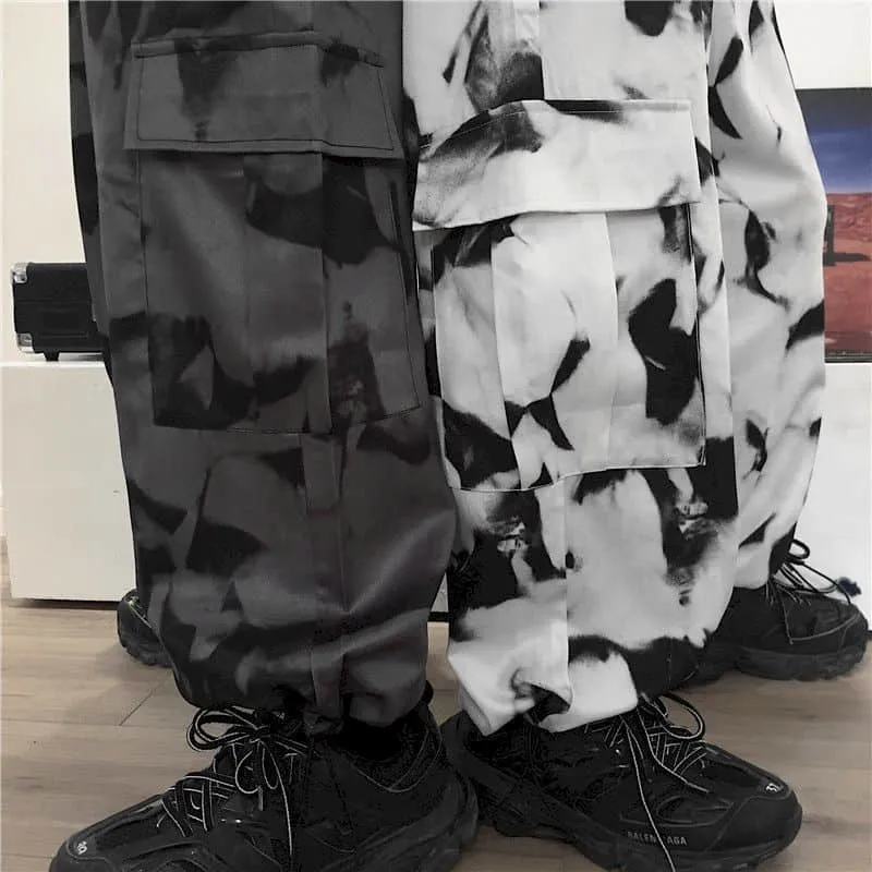 Wide leg pants men women Korean Harajuku high street retro tie-dye Cargo Pants loose hip-hop casual lovers trousers punk bottoms