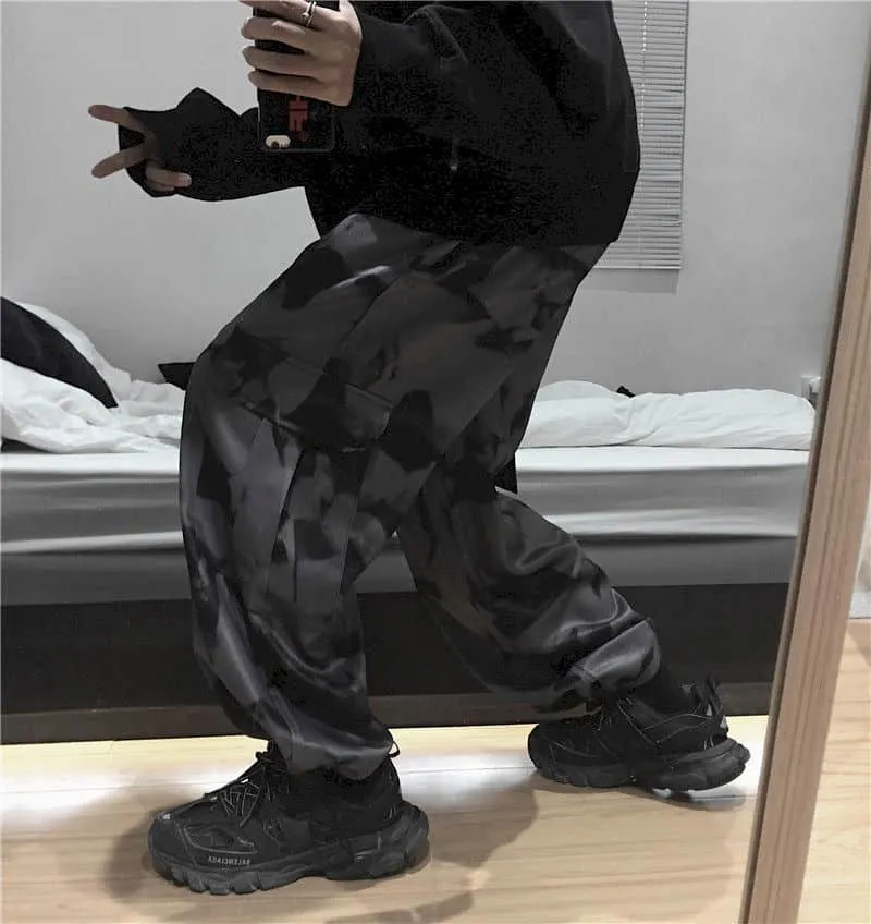 Wide leg pants men women Korean Harajuku high street retro tie-dye Cargo Pants loose hip-hop casual lovers trousers punk bottoms