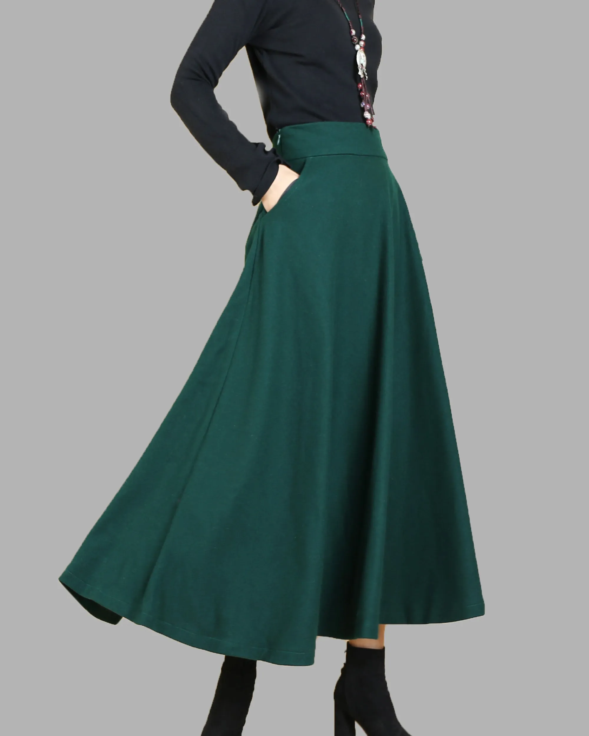 winter skirt/wool skirt/flared skirt/maxi skirt/ankle length skirt(Q1806)