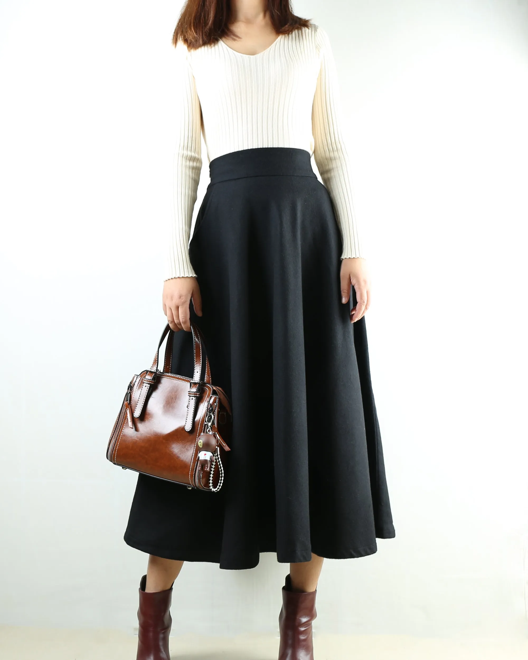 winter skirt/wool skirt/flared skirt/maxi skirt/ankle length skirt(Q1806)