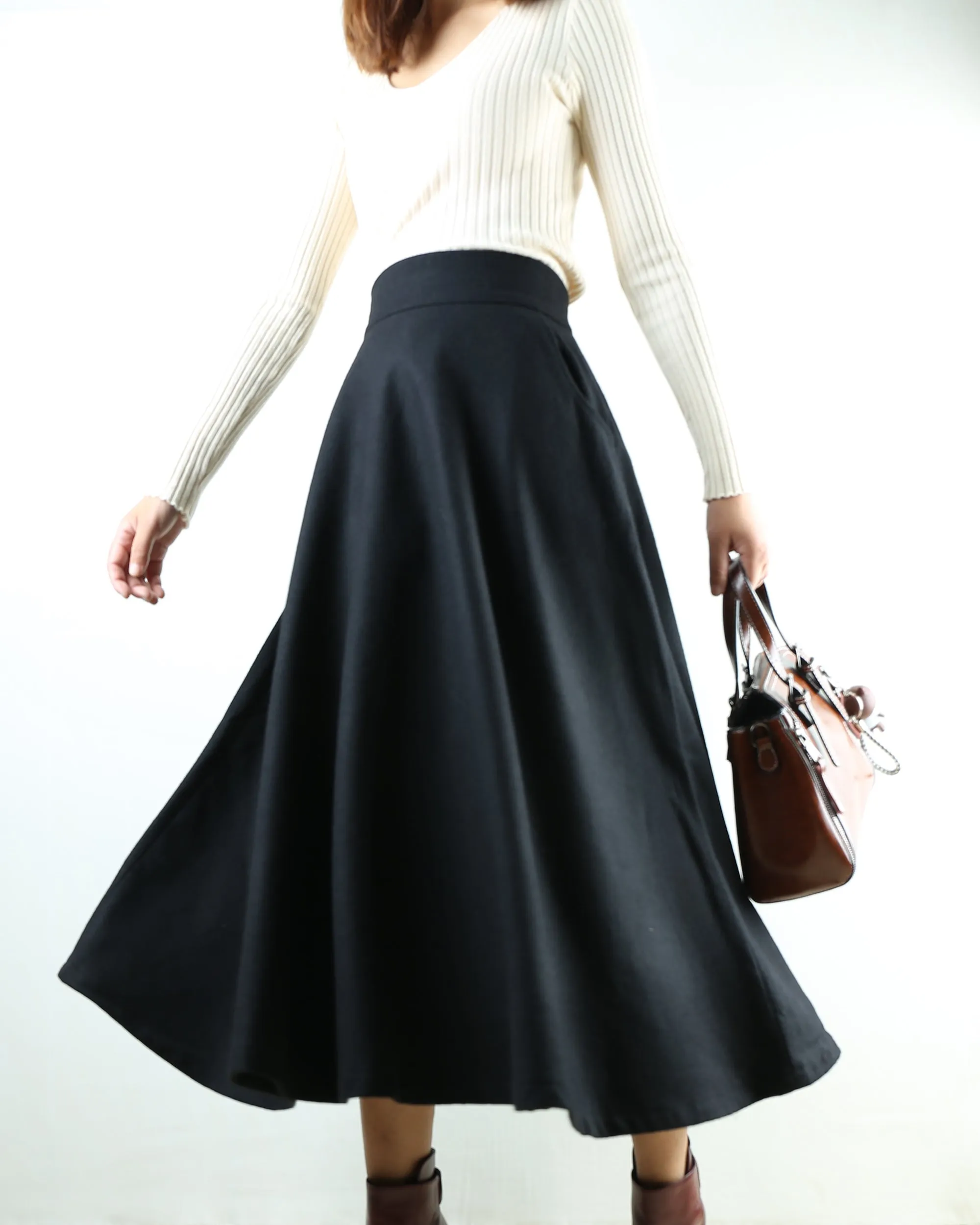 winter skirt/wool skirt/flared skirt/maxi skirt/ankle length skirt(Q1806)