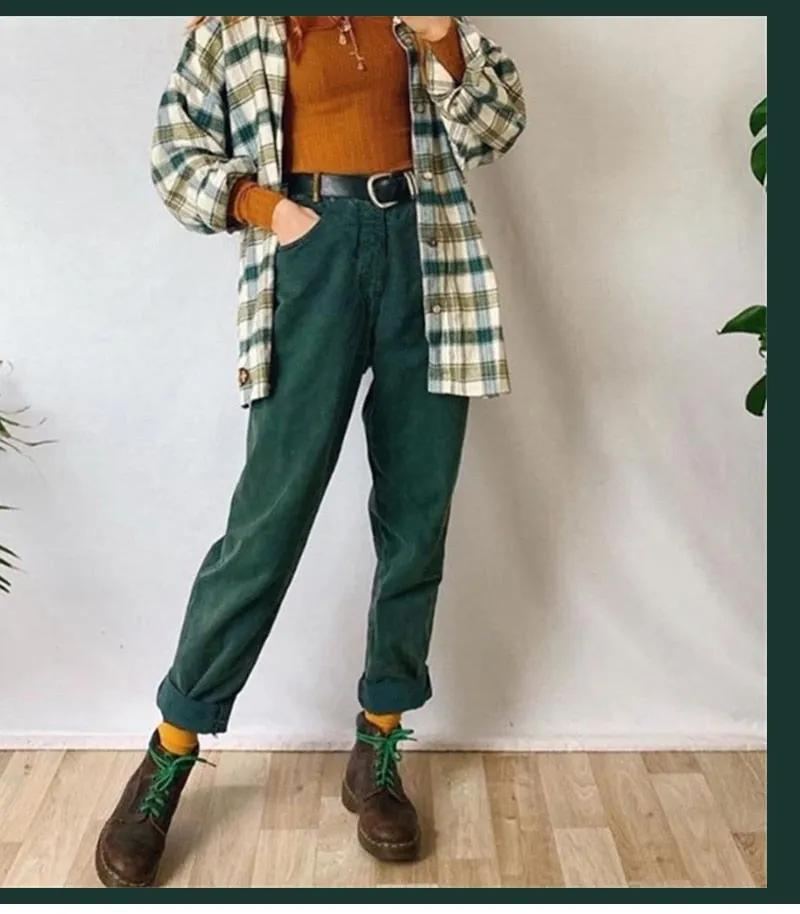 Wjczt Women&#39;s Casual Pants Punk Harem Trousers Ladies Autumn High Waist Hip Hop Boyfriends Long Pants Female Green Yellow Plus Size