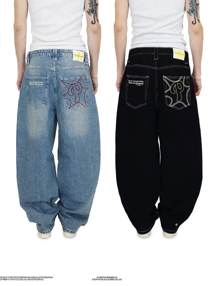 Wjczt  Y2k Jeans Harajuku Hip Hop Gothic Baggy Jeans Denim Pants Men Women 2025 New Punk Rock Oversized Wide Feet Trousers Streetwear