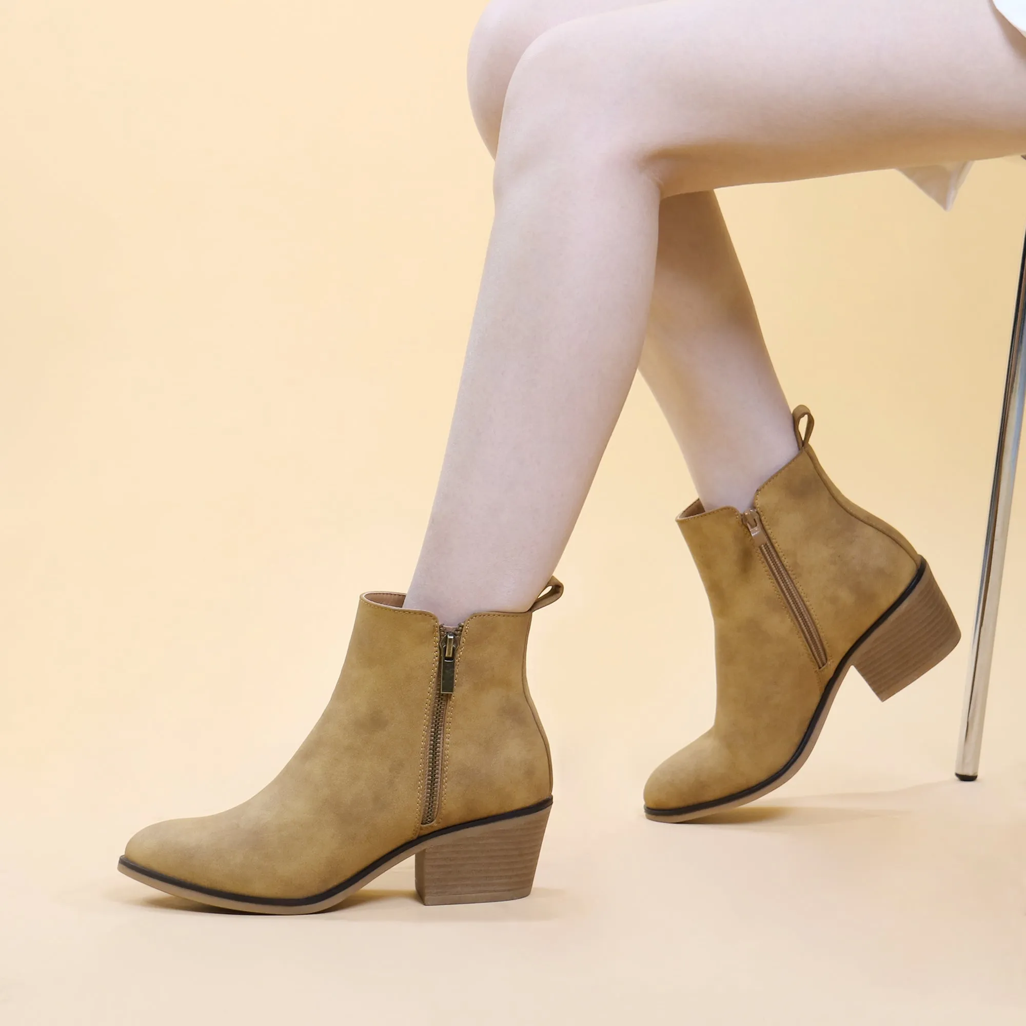 Women Ankle Boots with Side Zipper