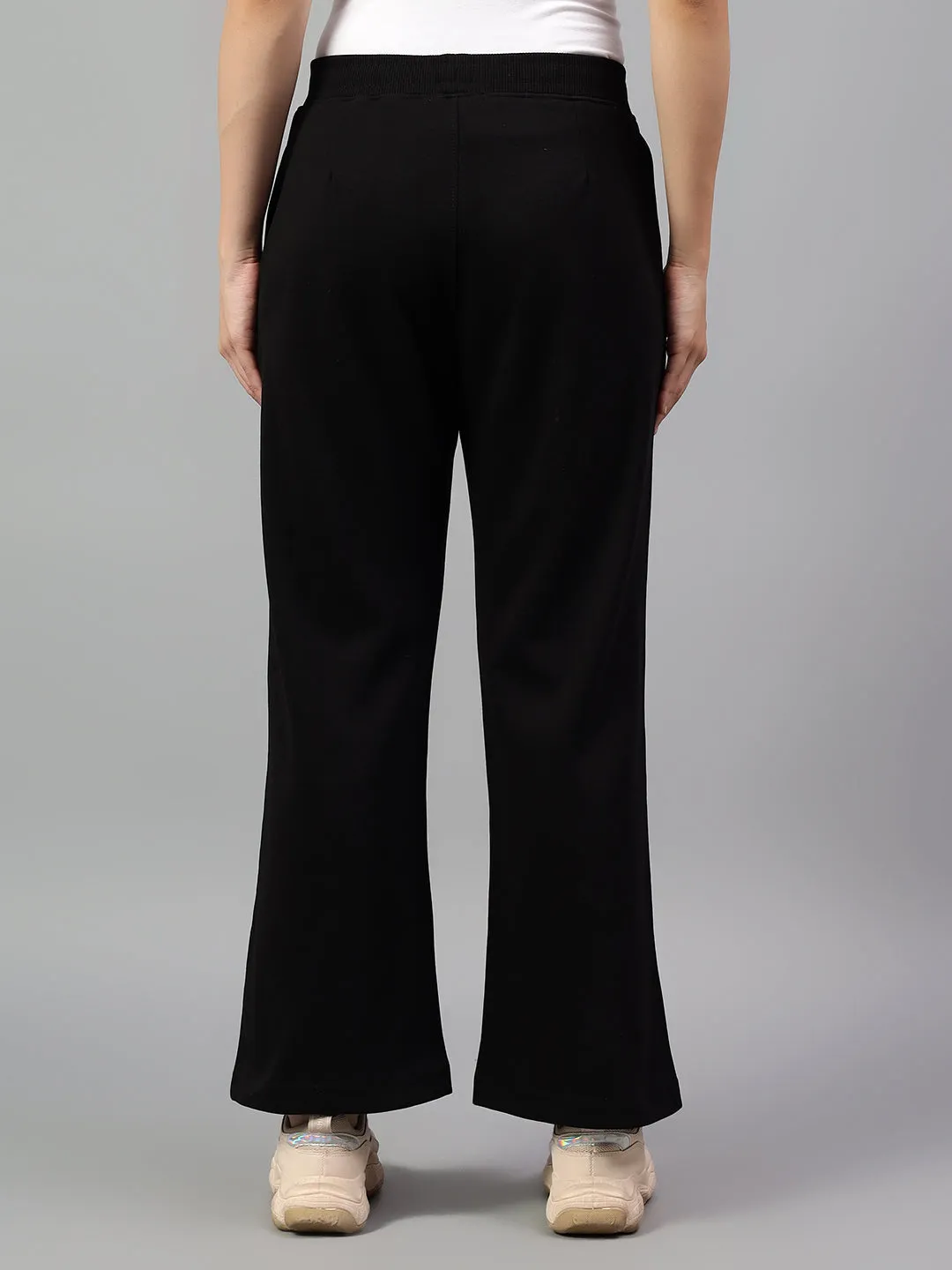 Women's Black Solid Casual Winter Trouser