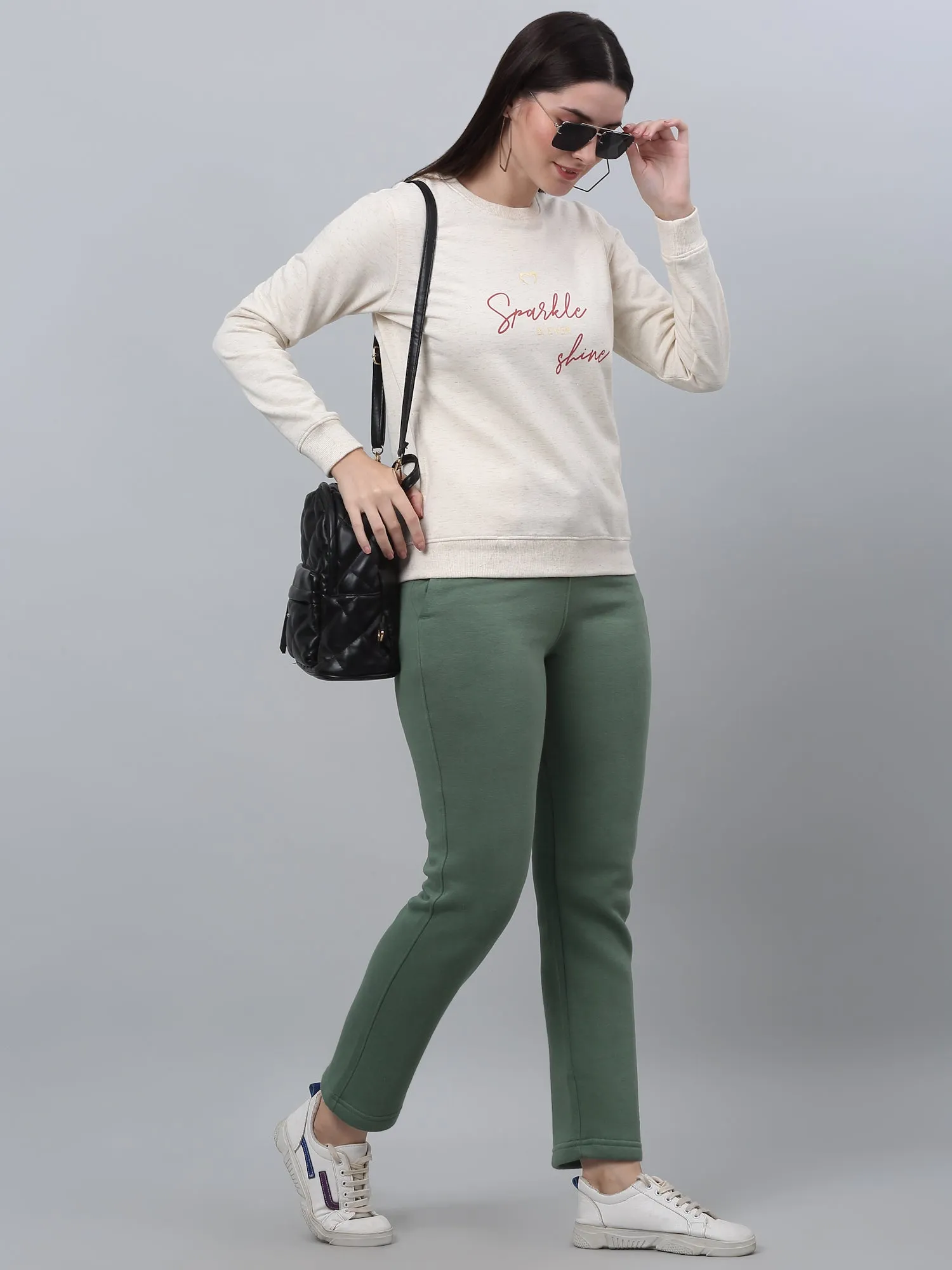 Women's Casual  Light Green Ankle length Mid rise Track Pants