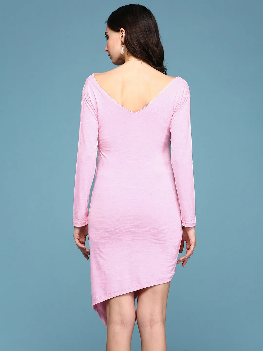 Women's Pink Solid Wrap Dress