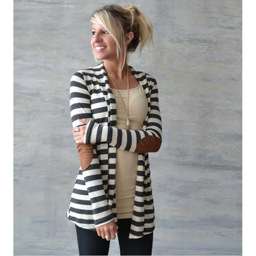 Women's Trench Elegant Casual Long Sleeve Striped Cardigans