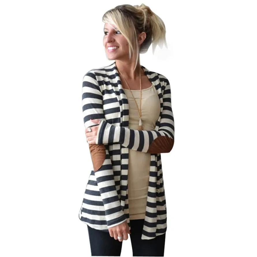 Women's Trench Elegant Casual Long Sleeve Striped Cardigans