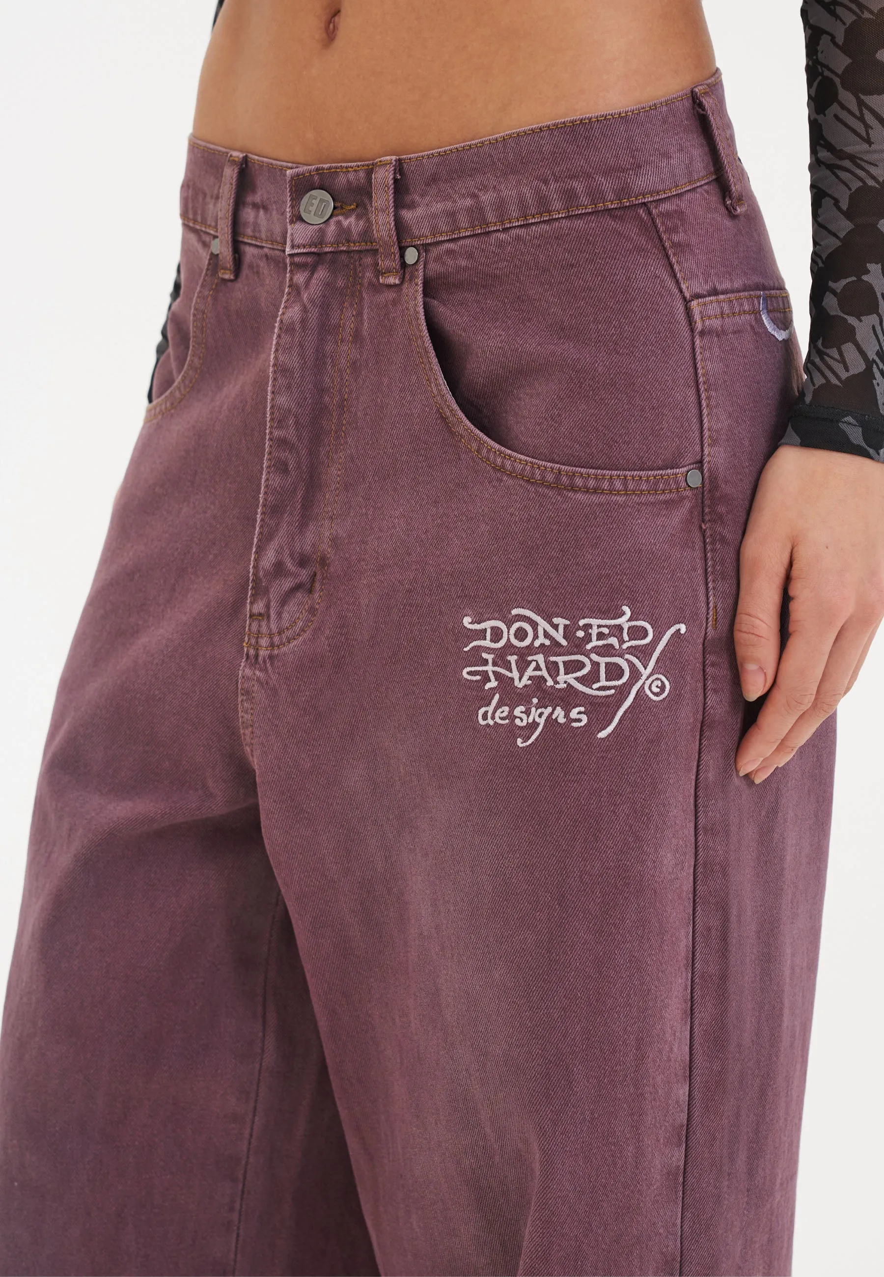 Womens Twisted Dragon Xtra Oversized Denim Trousers Jeans - Purple