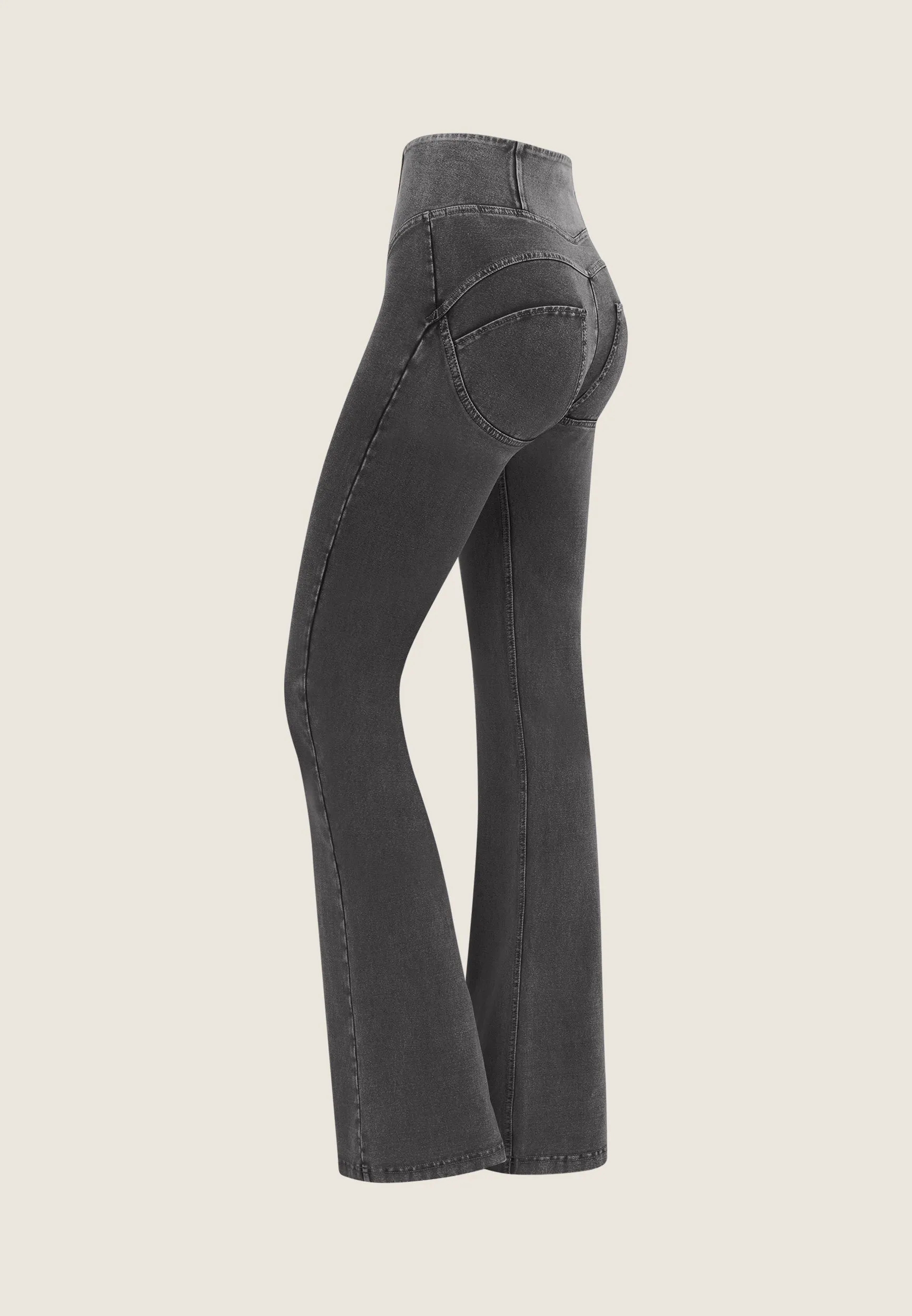 (WRUP11HF406-J125N) High Waist Flared Denim Look WR.UP® Pants