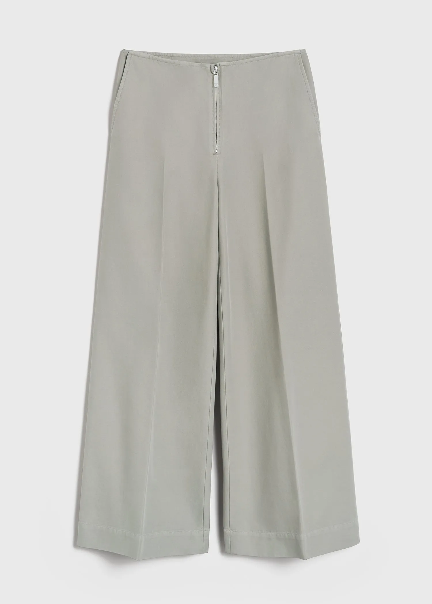 Zip-front wide trousers dove